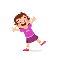 cute little kid girl show happy and celebrate pose expression vector