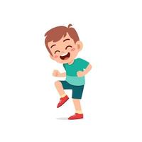 cute little kid boy show happy and celebrate pose expression vector