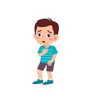 cute little kid boy show worry and scared pose expression vector