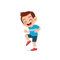 cute little kid boy show happy and celebrate pose expression vector