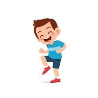 cute little kid boy show happy and celebrate pose expression vector