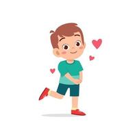 cute little kid boy feeling loved expression gesture vector