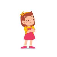 cute little kid girl dissatisfied with arm folded pose expression vector