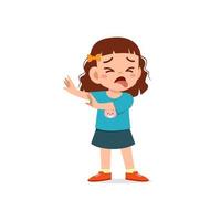 cute little kid girl show refuse and disgust pose expression vector