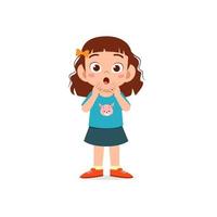 cute little kid girl show shock and amazed pose expression vector