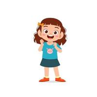 cute little kid girl show happy and friendly pose expression vector