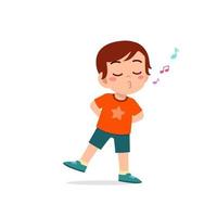 cute little kid boy stand and whistling with mouth vector