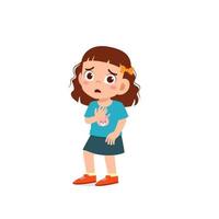 cute little kid girl show scared and worried pose expression vector