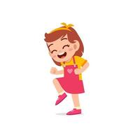 cute little kid girl show happy and celebrate pose expression vector