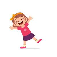 cute little kid girl show happy and celebrate pose expression vector