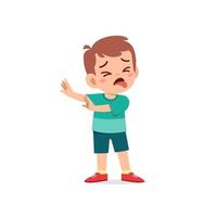 cute little kid boy show refuse and disgust pose expression vector