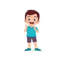 cute little kid boy show happy and friendly pose expression vector