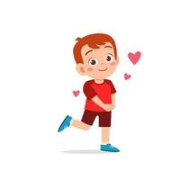 cute little kid boy feeling loved expression gesture vector