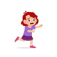 cute little kid girl scared and run expression gesture vector