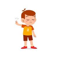 cute little kid boy show refuse expression gesture vector