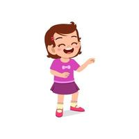 cute little kid girl laugh loud face expression gesture vector