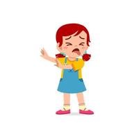 cute little kid girl show refuse and disgust pose expression vector