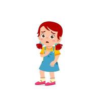 cute little kid girl show scared and worried pose expression vector