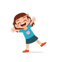 cute little kid girl show happy and celebrate pose expression vector