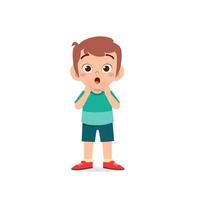 cute little kid boy show shock and amazed pose expression vector