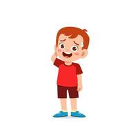 cute little kid boy show unsure and confused pose expression vector