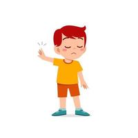 cute little kid boy show refuse expression gesture vector