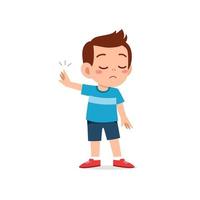 cute little kid boy show refuse expression gesture vector