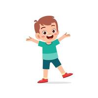 cute little kid boy show happy and friendly pose expression vector