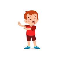 cute little kid boy show refuse and disgust pose expression vector