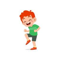 cute little kid boy show happy and celebrate pose expression vector