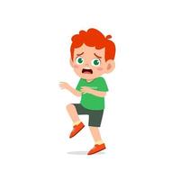 cute little kid boy show worry and scared pose expression vector