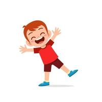 cute little kid boy show happy and celebrate pose expression vector