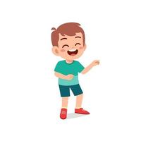 cute little kid boy laugh loud face expression gesture vector