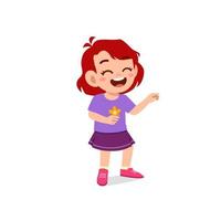 cute little kid girl laugh loud face expression gesture vector