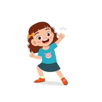 cute little kid girl show win fist up expression gesture vector