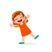 cute little kid girl show happy and celebrate pose expression vector