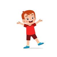 cute little kid boy show happy and friendly pose expression vector