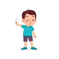 cute little kid boy show refuse expression gesture vector