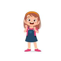 cute little kid girl show happy and friendly pose expression vector