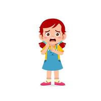cute little kid girl show worry and scared pose expression vector