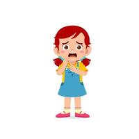 cute little kid girl show worry and scared pose expression vector