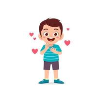 cute little kid boy show love and kiss pose expression vector