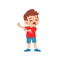 cute little kid boy show refuse and disgust pose expression vector