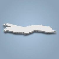 3d isometric map of Korcula is an island in Croatia, vector