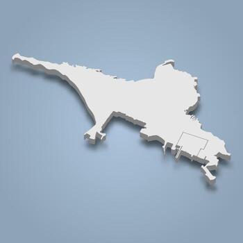 3d isometric map of Kotlin Island is an island in Russia vector