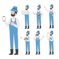 Farmer character design presenting concept vector