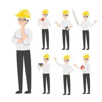 Engineer character design presenting concept vector