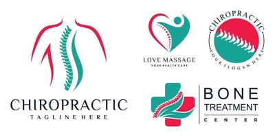 Chiropractic icon set logo design collection for massage teraphy with unique concept Premium Vector