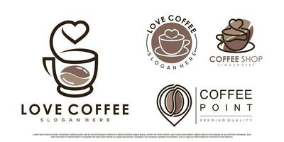 Coffee icon set logo and coffee shop logo design inspiration with creative element Premium Vector