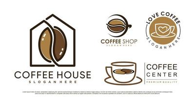 logotipo de conjunto de iconos de café e inspiración de diseño de logotipo de cafetería con vector premium de elemento creativo